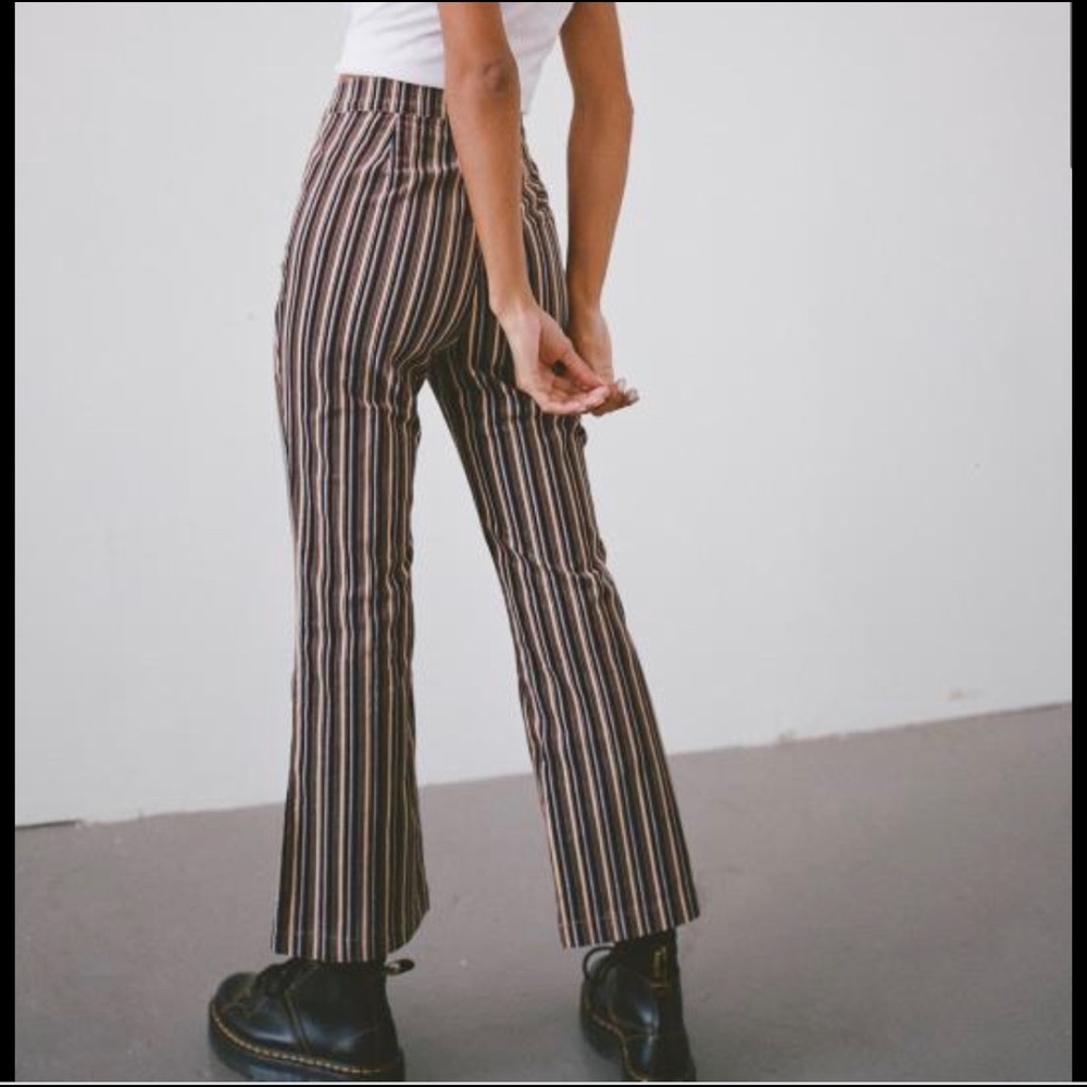 Urban Outfitters Striped Flare Jeans - Black and Brown